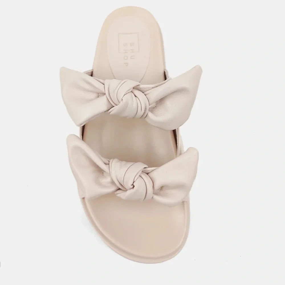 ShuShop- Kiki. Blush  Bow Slide Sandals. Like new. - Picture 2 of 11